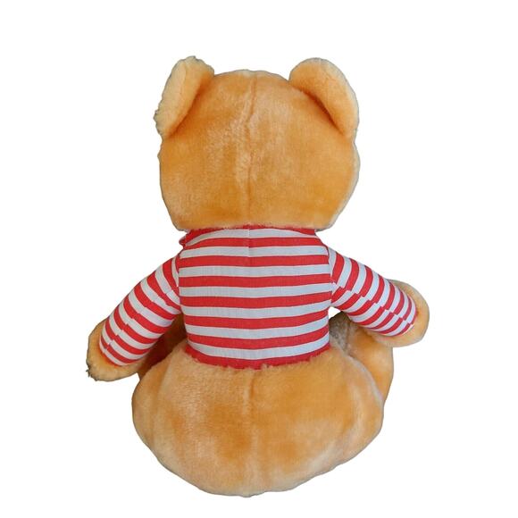 Vintage Teddy Bear Plush 10" Stuffed Animal Toy in Striped Long Sleeve Shirt - Picture 2 of 7